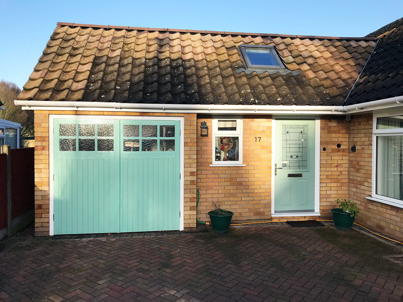 Modified garage and front door